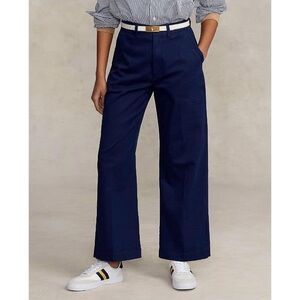 Polo Ralph Lauren women's blue chino wide-leg cropped
